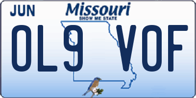 MO license plate OL9V0F