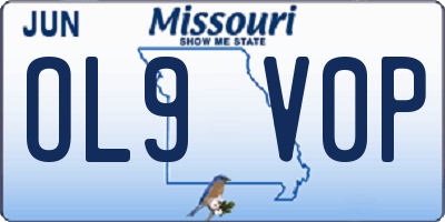 MO license plate OL9V0P