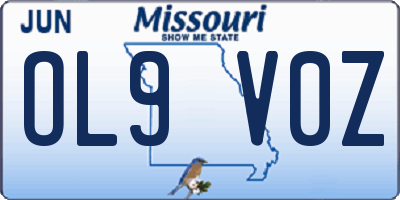 MO license plate OL9V0Z