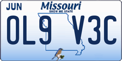 MO license plate OL9V3C