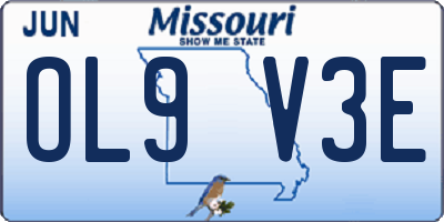 MO license plate OL9V3E