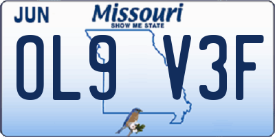 MO license plate OL9V3F