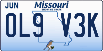 MO license plate OL9V3K