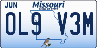 MO license plate OL9V3M