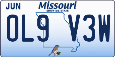 MO license plate OL9V3W