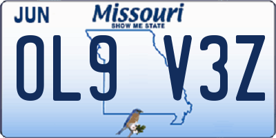 MO license plate OL9V3Z