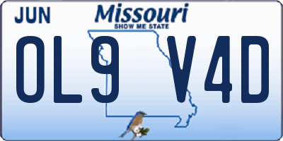 MO license plate OL9V4D