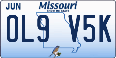 MO license plate OL9V5K