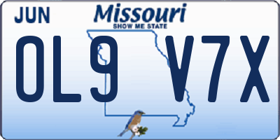 MO license plate OL9V7X