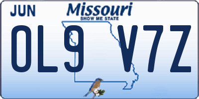MO license plate OL9V7Z