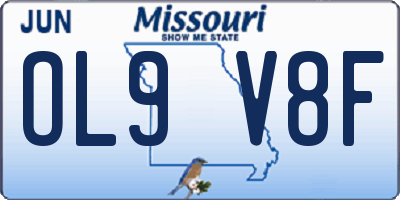 MO license plate OL9V8F