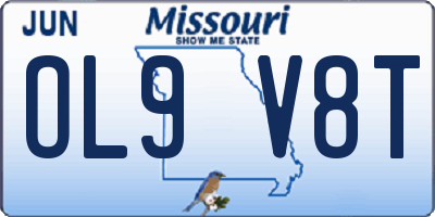 MO license plate OL9V8T