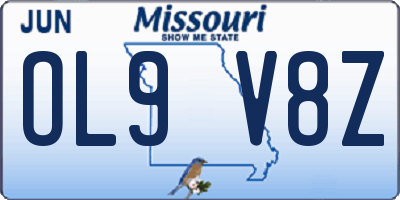MO license plate OL9V8Z