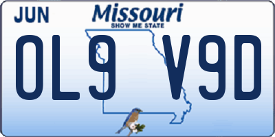 MO license plate OL9V9D