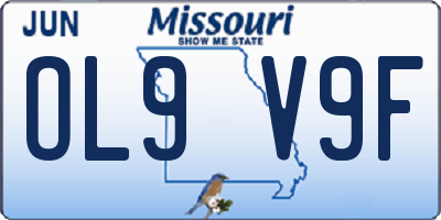 MO license plate OL9V9F