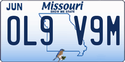 MO license plate OL9V9M