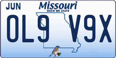 MO license plate OL9V9X