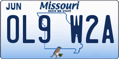 MO license plate OL9W2A