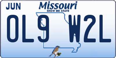 MO license plate OL9W2L
