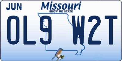 MO license plate OL9W2T