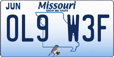 MO license plate OL9W3F