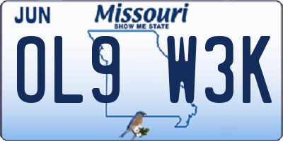 MO license plate OL9W3K
