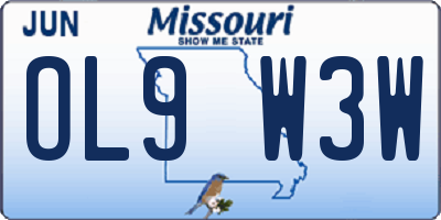 MO license plate OL9W3W