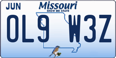 MO license plate OL9W3Z