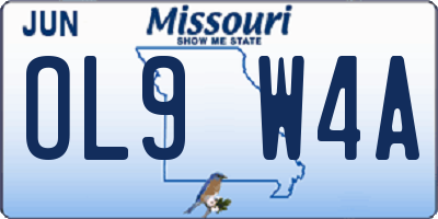 MO license plate OL9W4A