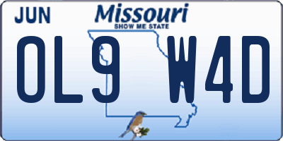 MO license plate OL9W4D