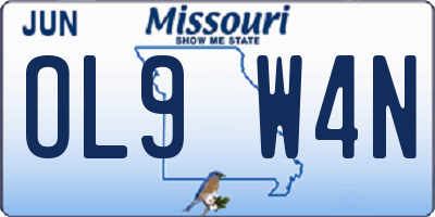 MO license plate OL9W4N
