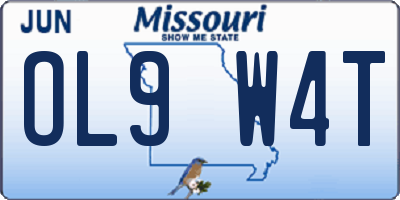 MO license plate OL9W4T
