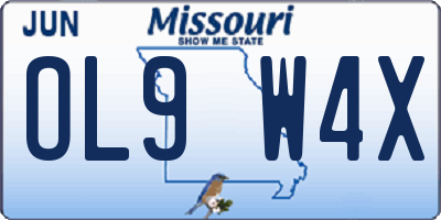 MO license plate OL9W4X