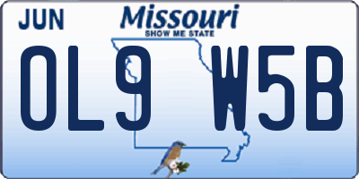 MO license plate OL9W5B