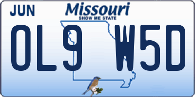MO license plate OL9W5D