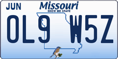 MO license plate OL9W5Z