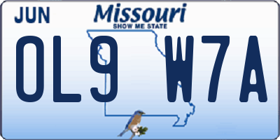 MO license plate OL9W7A