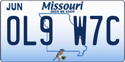 MO license plate OL9W7C