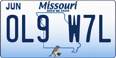 MO license plate OL9W7L