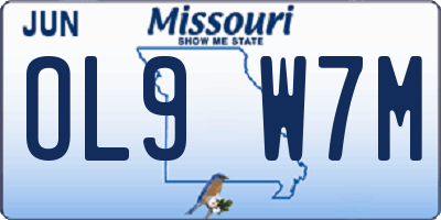 MO license plate OL9W7M