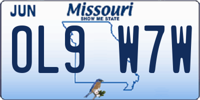 MO license plate OL9W7W