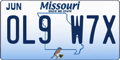 MO license plate OL9W7X