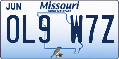 MO license plate OL9W7Z