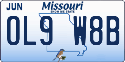 MO license plate OL9W8B