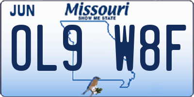 MO license plate OL9W8F