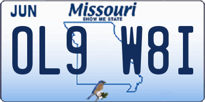 MO license plate OL9W8I