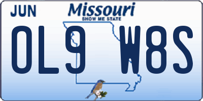 MO license plate OL9W8S