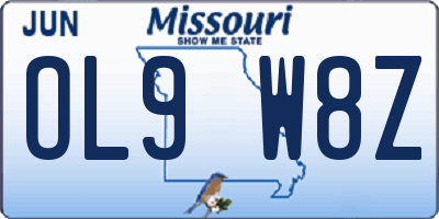 MO license plate OL9W8Z