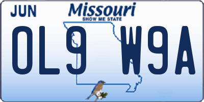 MO license plate OL9W9A