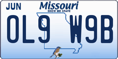 MO license plate OL9W9B